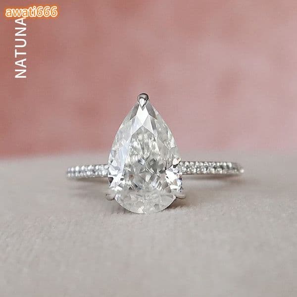 NATUNA Pear Shaped Silver MoissaniteVVS Engagement Rings for Jewelry Women Diamond 925 Silver Moissanite Rings