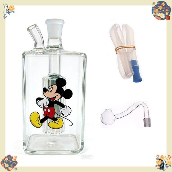 Popular colorful Square Glass oil burner water bongs hookah Bubble Small Water Pipes Hand Pipe oil burner with smoking oil banger bowl and silicone hose