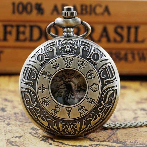 Men's Women's Vintage Bronze Quartz Pocket Watch With Chain Necklace Pendant Steampunk Pocket&Fob Watches