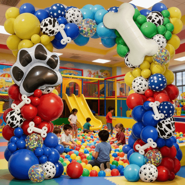107-Piece Blue, Yellow & Red Balloon Arch Kit Dog Theme Birthday Party Backdrop Decorations