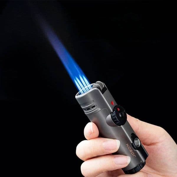 Jobon Gas Torch Powerful Four Straight Blue Flame Grinding Wheel Windproof Cigar Lighter Turbo Spray Gun Men's Gadgets
