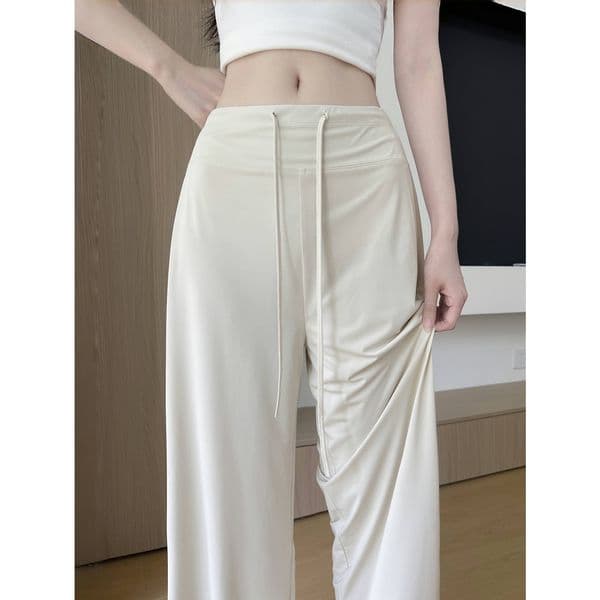 Ice Silk Sunscreen Wide-leg Pants For Women Summer Thin Designer Pants High-waisted Slimming Loose Drapey Petite Cool Quick-dry Sports Pants