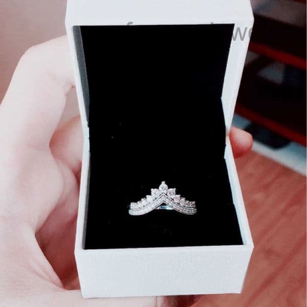 Princess Crown Ring Authentic 925 Sterling Silver designer Rings Women Wedding Party Jewelry Crystal bone Stackable ring with Luxurious Retail Box Set