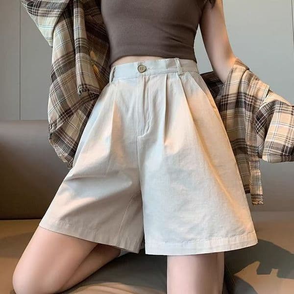 American Style Pure Cotton Suit Wide-leg Shorts For Women Summer Thin Korean Version Designer Pants Loose Slimming Women's Pants A-line Five-point Shorts