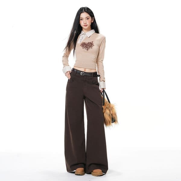 2026 New Designer Pants Model American Retro Maillard Loose Wide-leg Jeans For Women By Yichun