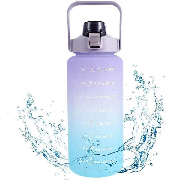 Water Bottle 2 Liter Stay Hydrated Motivated Leakproof Plastic Sport Bottle Reminder Times Sports Outdoor Fitness Office Indoor