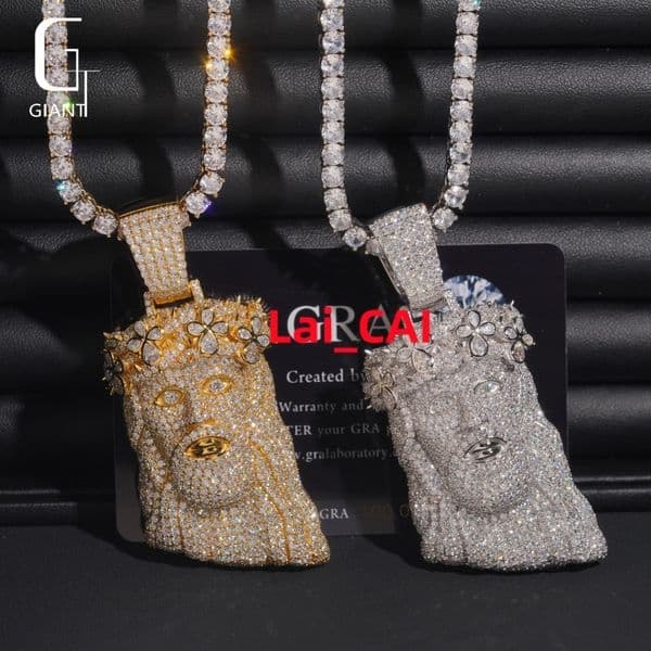 New Arrival Hip Hop Cuban Link 925 Sterling Silver Jewelry Jesus Design Iced Out Diamond Tester VVS Moissanite Pendant with Man