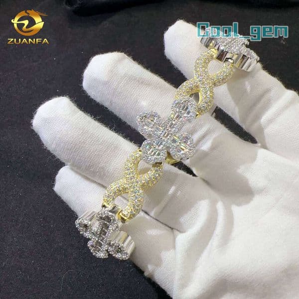 15Mm Hip Hop High Quality Fashion Jewelry 925 Sterling Silver Diamond Vvs Cuban Link Moissanite Bracelets Bracelet