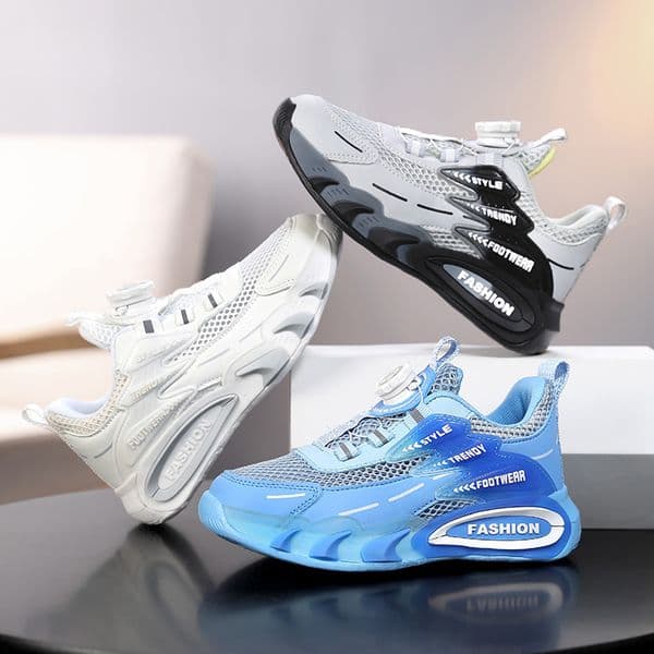 Kids Boys Rotary Buckle Sneakers Breathable Mesh Athletic Shoes for Teens Children Non-Slip Running Shoes for School Outdoor Free shipping Size 30-40