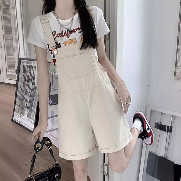 Youthful And Designer Pants Slimming Plus Size Women's Denim Overalls Large Size Lightweight New Style Casual Summer Wide-leg Shorts