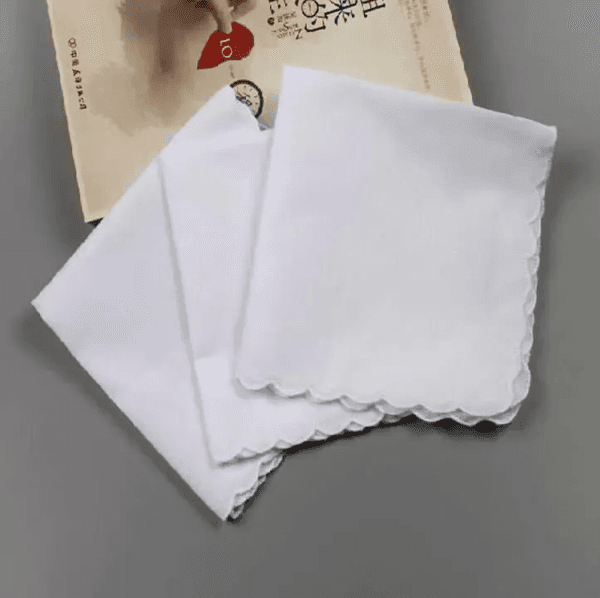 300 pcs Cotton Handkerchiefs Towels Cutter DIY Blank scallop Handkerchief Party Decoration Cloth Napkins Craft Vintage Hanky Oman Wedding Gifts Party White