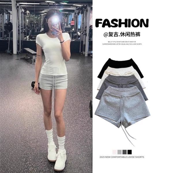 Premium Women's Casual Shorts Summer New Style Drawstring High-waisted American-style Sweatpants Hip-hugging Yoga Designer Pants Home Hot Pants
