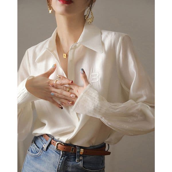 French Designer Hoodie Outlet Women's Clothing Luxury Polo Brand Discount Original Designer T-shirt Design Pleated Silk Blouse For Women