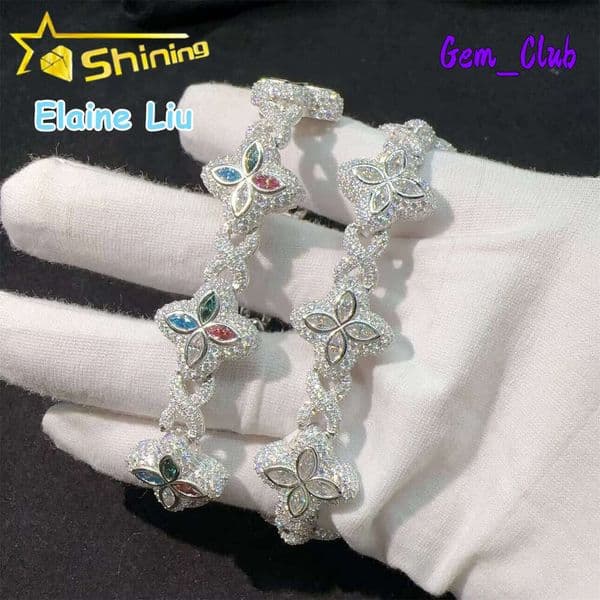 Sterling 19Mm Silver 925 VVS Moissanite Diamond Iced Out Custom Hip Hop Miami Cuban Link Bracelet Jewelry