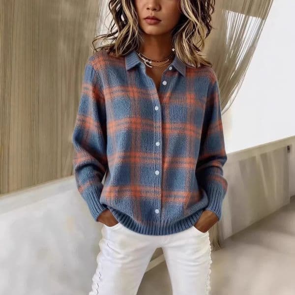New Best-selling Women's Shirt Collared Cardigan Knitted Jacquard European And American Style Polo Designer T-shirt Designer Hoodie Christmas Autumn/winter Top