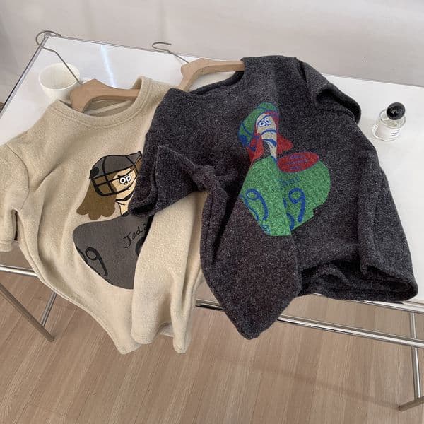 Korean Cartoon Print Brushed Short-sleeve T-shirt For Women Designer T-shirt Early Designer Hoodie Spring Thickened Loose Fit Youthful Design Polo Popular Top