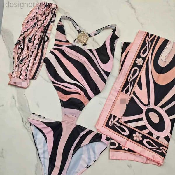 Colorful Women Swimwear Sexy Hollow Designer Swimsuits Scarf Skirt Beachwear Sexy v Neck Beachwear Beach Holiday Bathing Suits One Piece Swimsuit Swim Bodysuitd1c