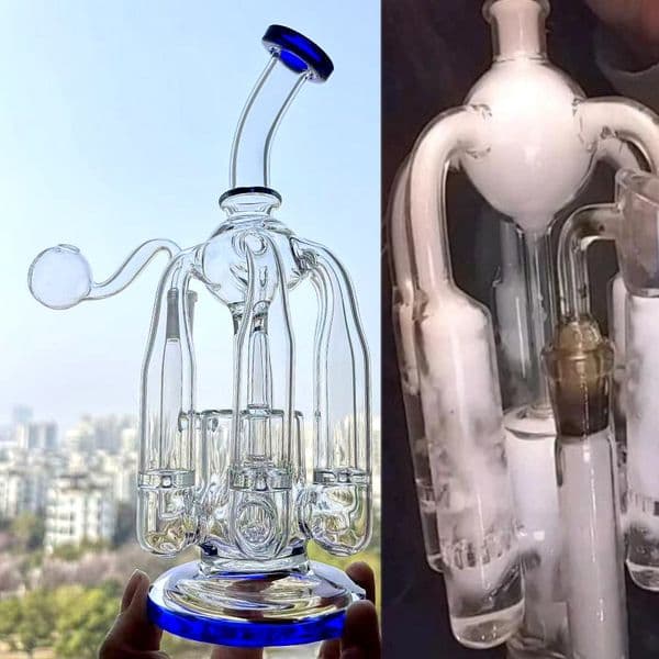 Tall Trees Straight Glass Hookahs Egg Filter Bent Type Thick Solid Bongs Recycler Perc Water Pipe Bubbler for Smoking