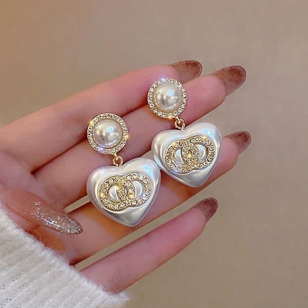 Plated gold Earrings Luxury Brand Designers Letters Stud necklace Women Crystal Rhinestone Earrings Wedding perty Jewerlry