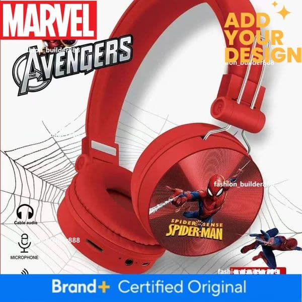 Disney Marvel Spider Man Headphones Bluetooth Wireless Foldable Stereo Laptop Gaming Earphones Noise Reduction for Kids GA-208