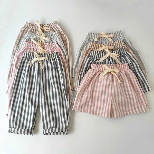 Childrens Clothing Linen Cotton Shorts Summer Girls Boys Stripe Pants Kids Baby Casual Vintage Loose Short Pant Girl ClothesT260320