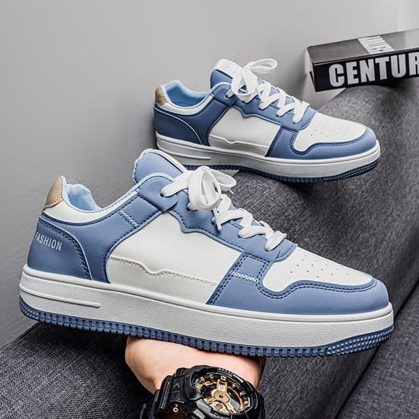 Fashion Casual Shoes Blue White Color Block Casual Sneakers for Men Women Teens, Comfortable Thick Sole Walking Shoes for Daily Streetwear Free shipping Size 39-44