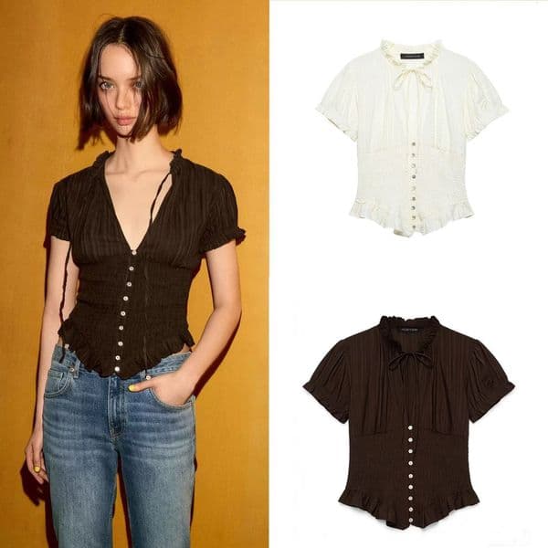 European And American Foreign Trade Women's Polo Designer T-shirt Designer Hoodie Clothing 2026 New Vintage Slim-fit V-neck T-shirt Top Versatile Short Style