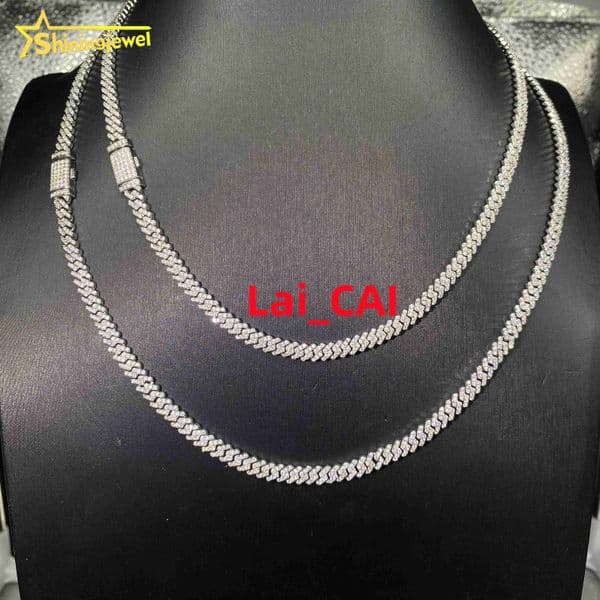 5mm Iced Out Fine Hip Hop Jewelry Necklace Solid 925 Silver VVS D Moissanite Cuban Link Chain Bracelet Pass Diamond Tester