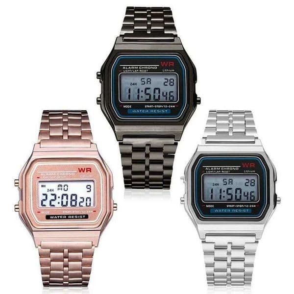 Fashionable Classic Square Watch, Same for Men and Women, Couple Style Electronic Watch Steel Band A159, Ge