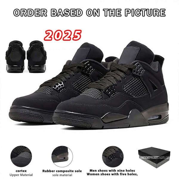 With Box Designer Basketball Shoes 4 Sneaker 4s Men Women Shoes Black Cat 2026 Money Military Sail Red Thunder White Oreos Pure Metallic Cava Stone Sneakers Shoes