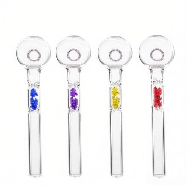 Wholesale colorful Diamond Glass pipe Smoking Oil Burner Smoke Straight Tube Pipe Water Hand Nail Tips 12cm Smoking accessories