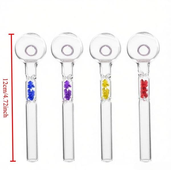 Thick heady colorful Diamond Glass pipe Smoking Oil Burner Smoke Straight Tube Pipe Water Hand Nail Tips 12cm Smoking accessories