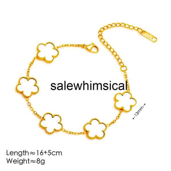 Elegant FourLeaf Clover Charm Bracelet 14K 18K Gold Plated Chain with Sparkling Crystal Accents Handmade Designer Inspired Adjustable Cuff Bracelet FBO7