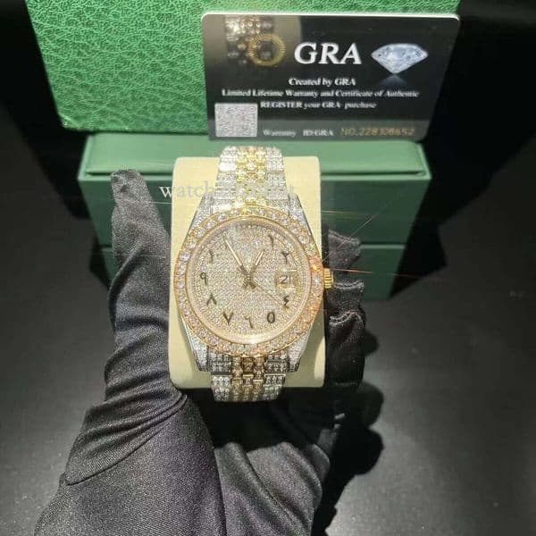 moisanite watch High-end VVS luxury watch Iced Out Moissanite Diamond Watch with hand-set lab-grown sapphire mirror Men's and women's