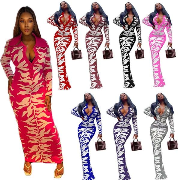 Designer Dress European And American 2026 Fall/winter Hot-selling New Women's Fashion Collar Buttoned Printed Dress