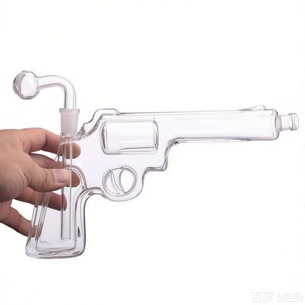 Wholesale Clear Sandblasting Gun Shape Handmade Glass oil burner water Bong pipe with Glass Bowl and Downstem Smoking Accessories