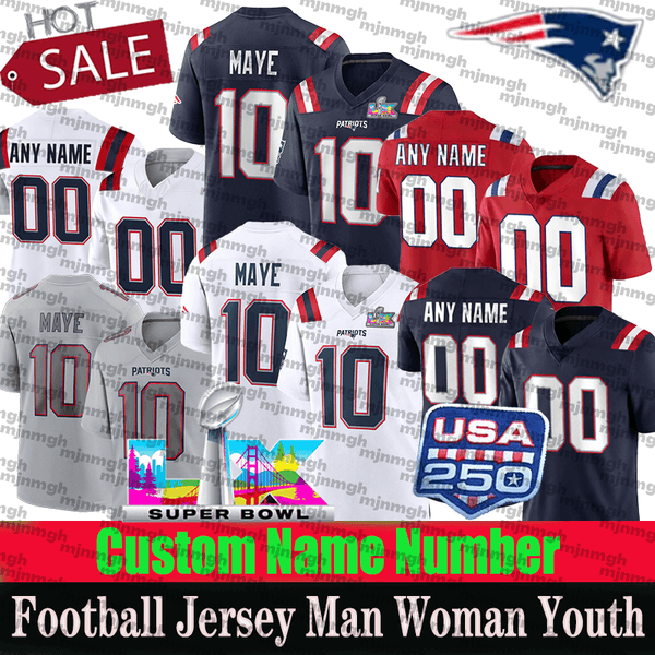 USA 250 NewEnglandsS Patriotsjersey Rivalries Collection #0 Christian Gonzalez Tom Brady Rhamondre Stevenson Kendrick Bourne #87 Gronkowski Football Jerseys