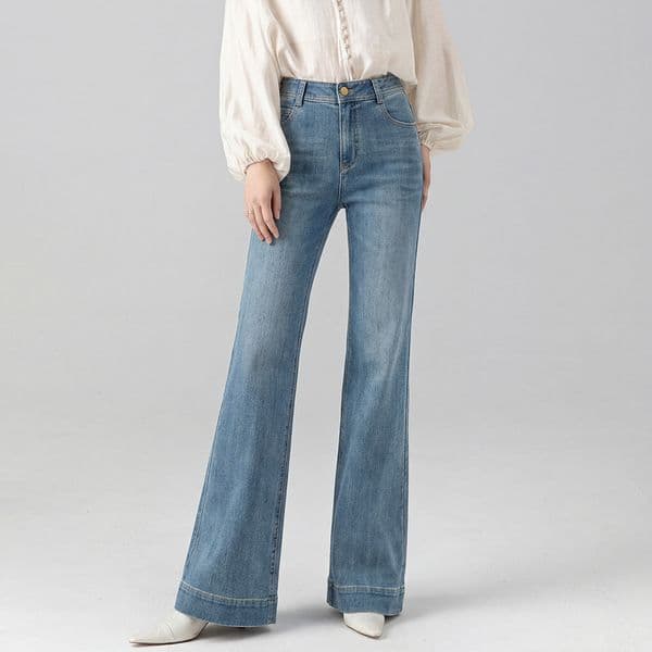 Xinge Tencel American-style Flared Jeans For Women 2026 New Spring Model Petite-sized Designer Pants Retro Stretch Flared Pants