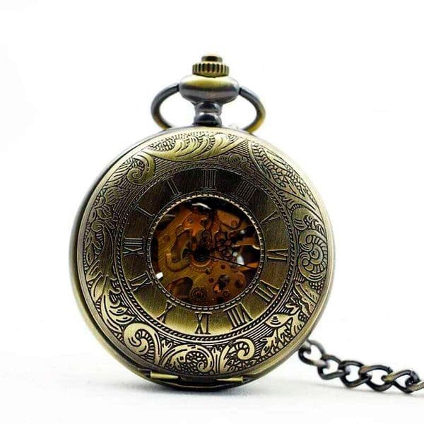 Vintage Mechanical Watch with Chain Hollow Case Fashion Woman's Pendant Pocket Clock Man Relojes De Bolsillo Mecanicos