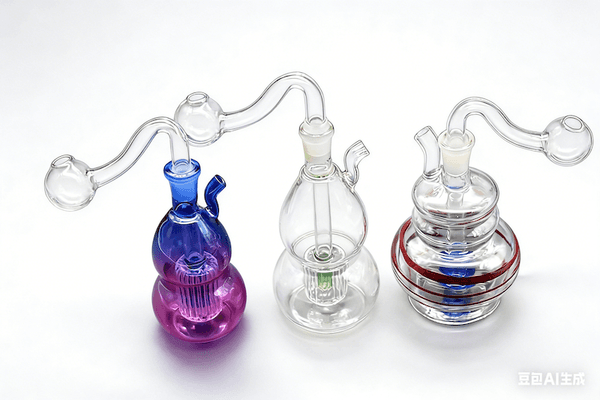 Wholesale 10mm Female Purple Gourd Shape Glass Oil Burner Bubbler Smoking accessory Water Bong hookah with glass bowl Silicone Whip Mouthpiece