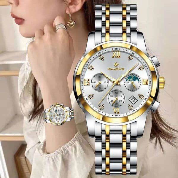BANGWEI New Women's Top Brand Luxury Creative Diamond Watch For Women Waterproof Luminous Quartz Chronograph Montre Femme