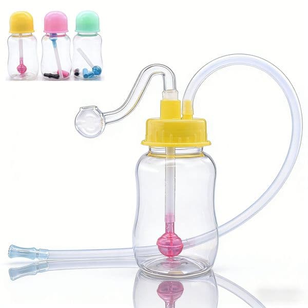 Travel mini plastic water oil burner pipe Smoking Water bong bottle Pipes with glass Oil Bowls and flexible silicone hose straw