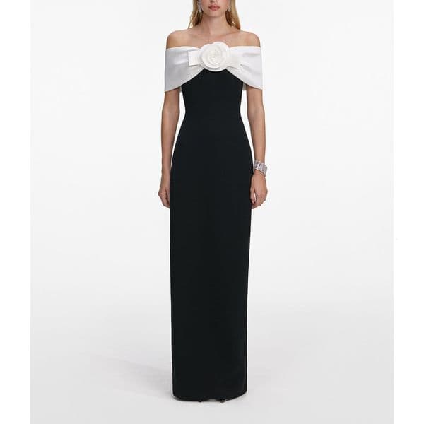 European And American Women's Designer Dress Clothing Annual Meeting Dress Simple One-shoulder Floral Niche Design Host Banquet Dress