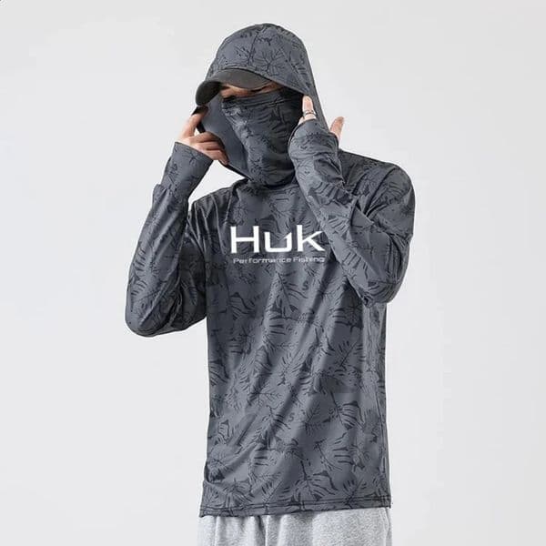 Mens sweatshirt Fishing UV protection hoodie Camiseta De Pesca clothing hooded top grey white 260323