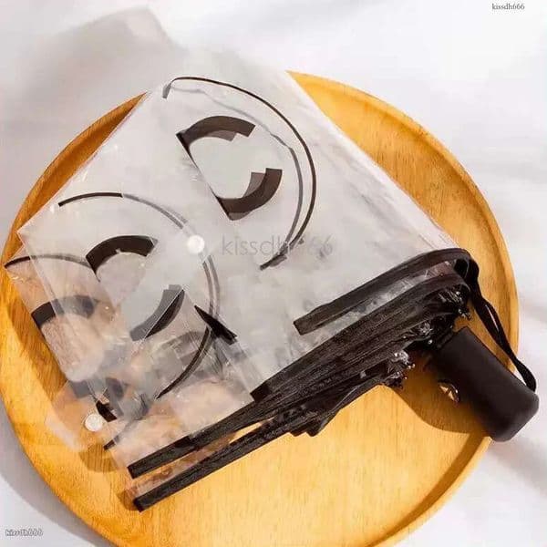 Fashionable Transparent Umbrella Designer Folding Fully Automatic Umbrella Men's and Women's Letter Portable Outdoor Sunshade Umbrella