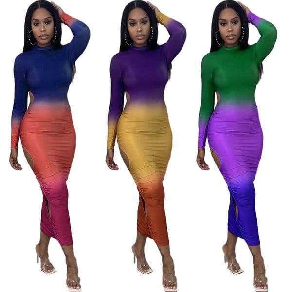 New European And American Designer Dress Women's Clothing Foreign Trade Women's Apparel Bestseller Sexy Casual Long Sleeve Dress