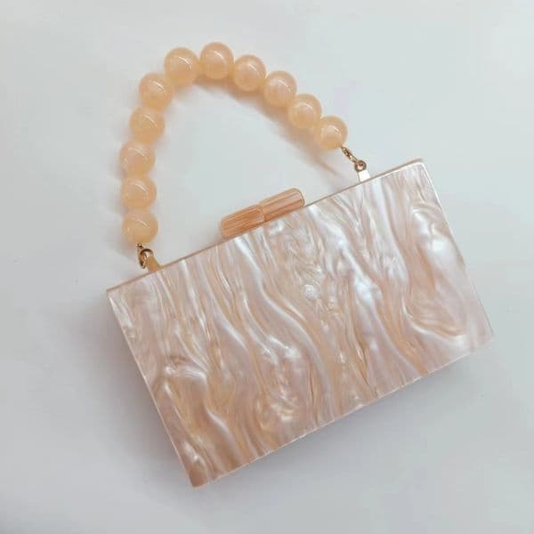Designer Evening Bags Luxury Marble Beaded Top Purse Fashion Acrylic Box Bag Women Clutch Bags For Wedding Party Bags