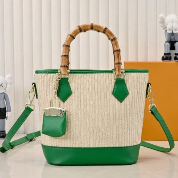 Luxury Bloom Handle handbag Designer Wallet On Chain Pochette Shopping Purse Bloom Pouch Summer straw weaving Fashion Beach Bag Women Crossbody Shoulder bags 66588