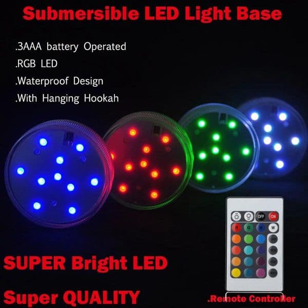 Hookah Shisha Submersible led Light Multi Color Waterproof Wedding Party Vase Light Base With 24 Keys Remote Control For Hookah