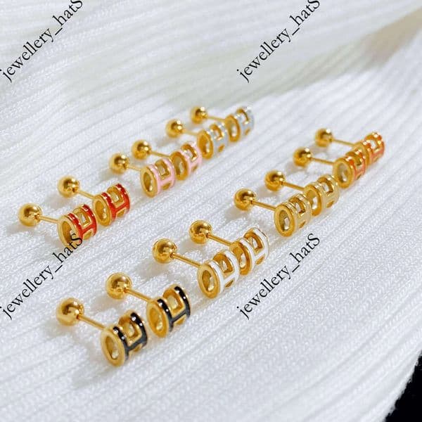 Brand Glazed Mini Stud Earrings Luxury Designer Geometric Women Gold Plated Earring Fashions Jewelry Gift